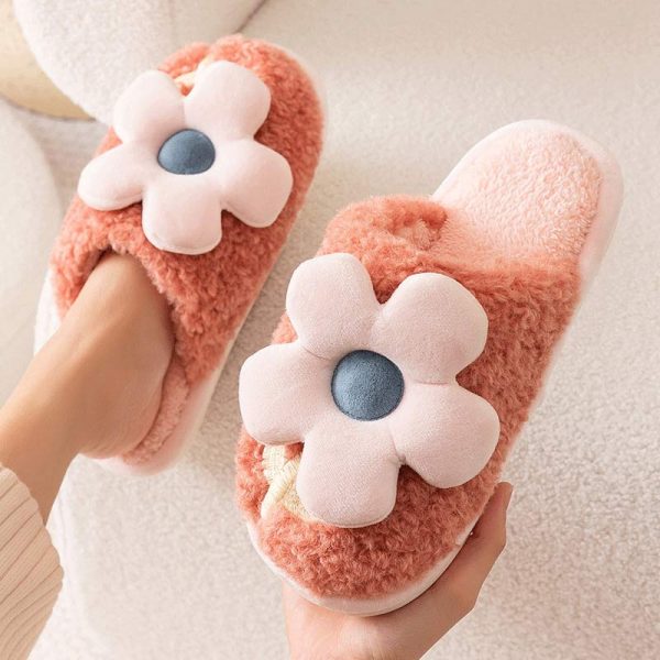 Flowers Plush Slippers - Modakawa Modakawa