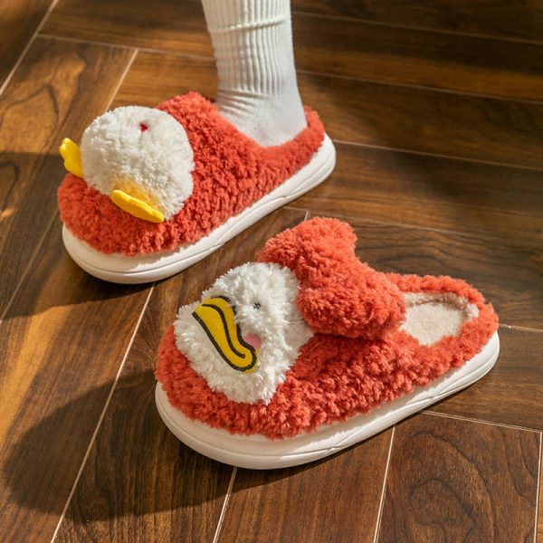 Chic Cartoon Duck Plush Slippers - Modakawa Modakawa