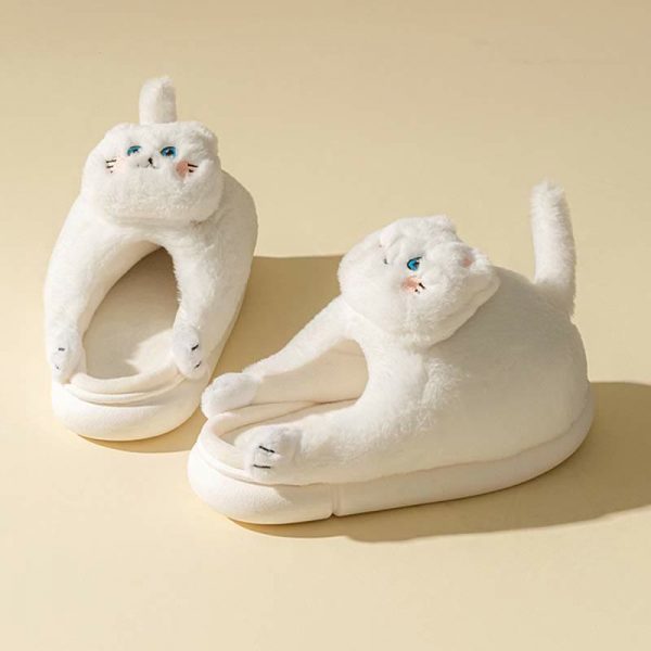 Lovely Cartoon Kitty Plush Slippers - Modakawa Modakawa