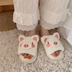 Cute Cartoon Piggy Plush Slippers - Modakawa Modakawa