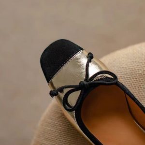 Sqaure Toe Bowknot Colorblock Mary Janes Flats Shoes - Modakawa modakawa