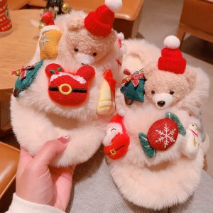 Cute Christmas Cartoon Bear Plush Slippers - Modakawa Modakawa