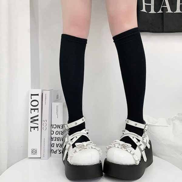 Bow Knot Star Strap Buckle Platform Lolita Shoes - Modakawa modakawa