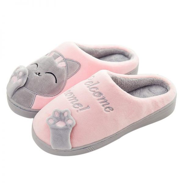 Cat Letters Antlers Plush Slippers - Modakawa Modakawa