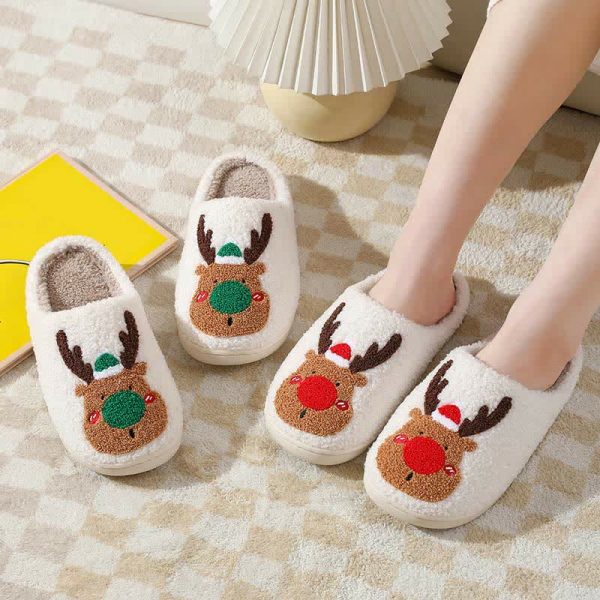 Lovely Christmas Reindeer Plush Slippers - Modakawa Modakawa