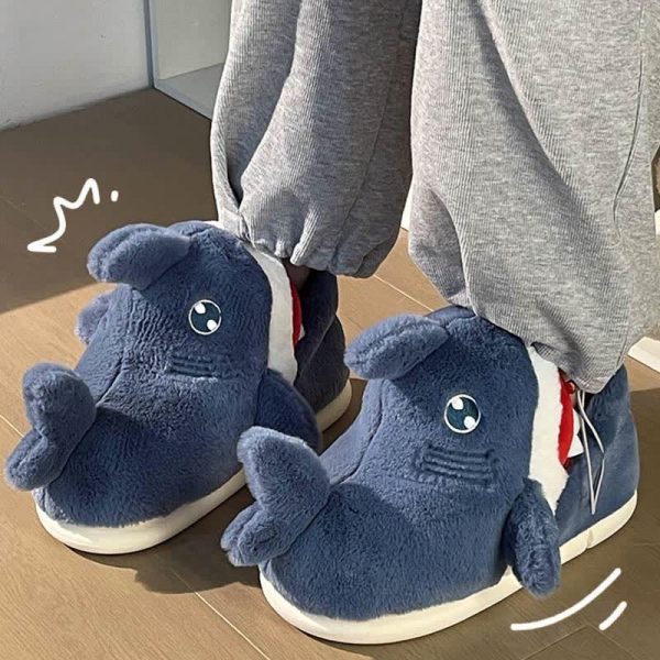 Cute Cartoon Shark Plush Slippers - Modakawa Modakawa