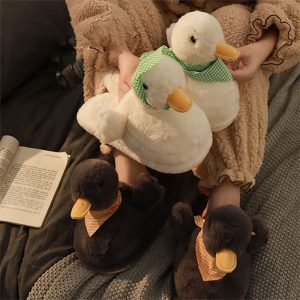 Cute Cartoon Scarf Duck Plush Slippers - Modakawa Modakawa