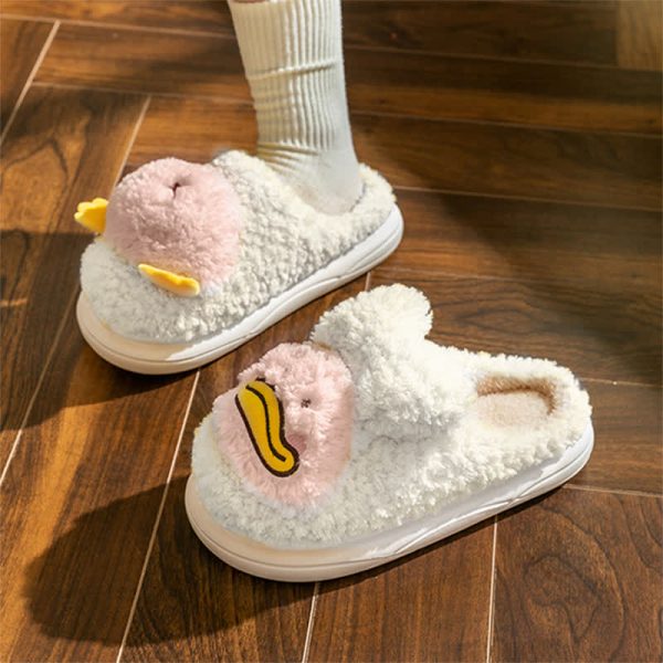 Chic Cartoon Duck Plush Slippers - Modakawa Modakawa