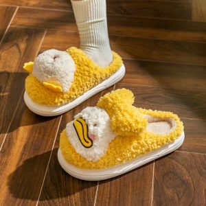 Chic Cartoon Duck Plush Slippers - Modakawa Modakawa