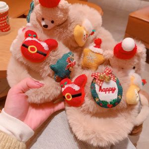 Cute Christmas Cartoon Bear Plush Slippers - Modakawa Modakawa