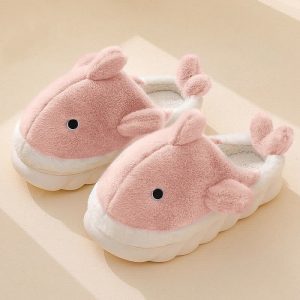 Girlfriend Boyfriend Cartoon Whale Plush Slippers - Modakawa modakawa