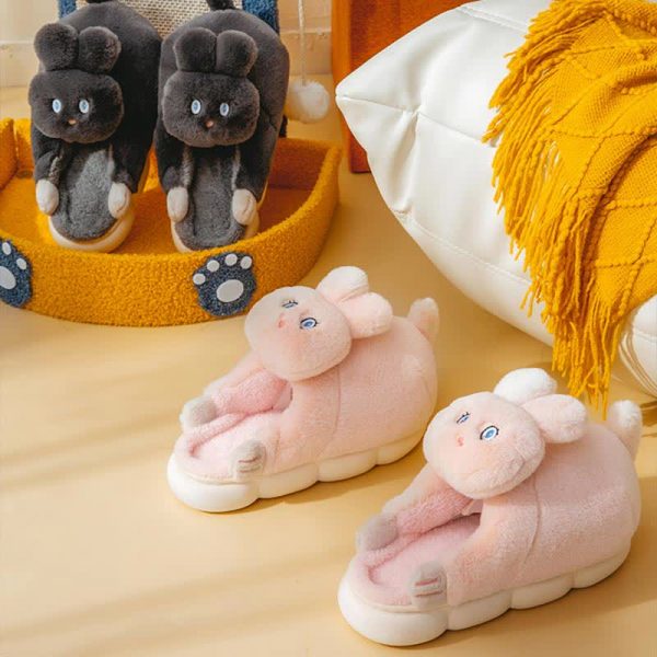 Cute Cartoon Bunny Bear Plush Slippers - Modakawa Modakawa