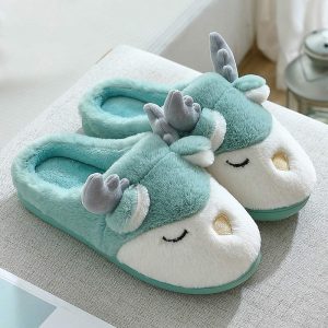 Antler Ears Plush Slippers - Modakawa Modakawa