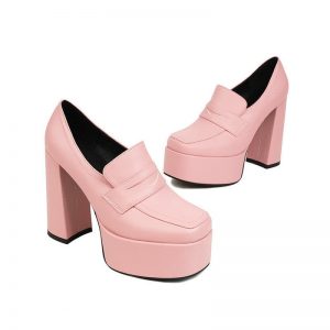 Sqaure Toe Chunk High Heel Mary Janes Shoes - Modakawa modakawa