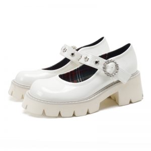 Round Toe Buckle Mary Janes Shoes - Modakawa modakawa