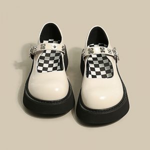 Pure Color Round Toe Mary Janes Shoes - Modakawa Modakawa