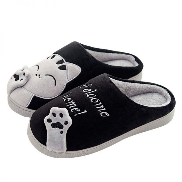 Cat Letters Antlers Plush Slippers - Modakawa Modakawa