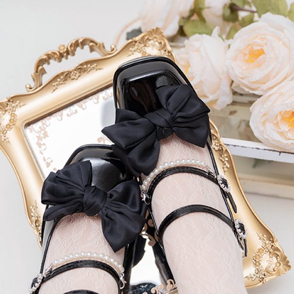 Bow Knot Mary Janes Lolita High-heeled Shoes - Modakawa Modakawa