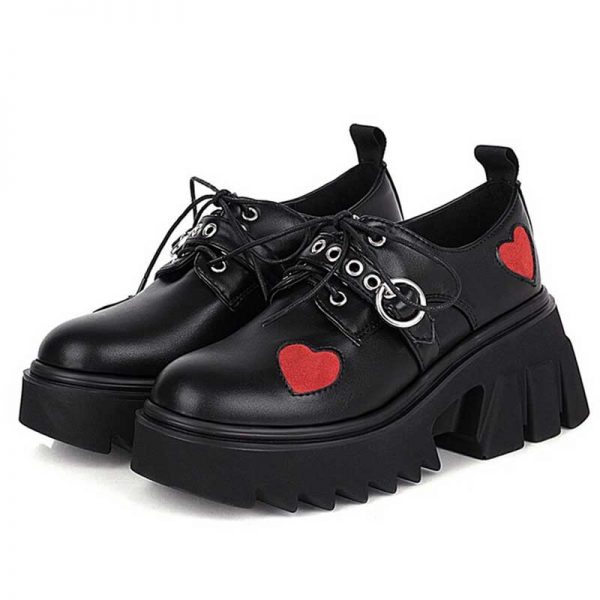 Red Heart Lolita Mary Janes Shoes - Modakawa Modakawa