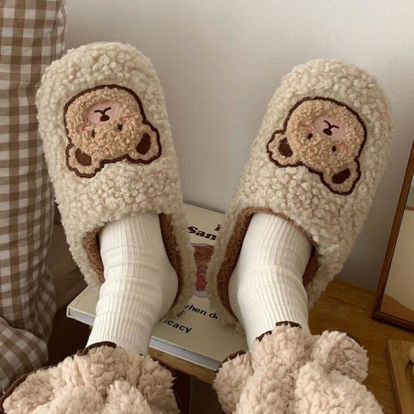 Cute Cartoon Bear Plush Slippers - Modakawa Modakawa