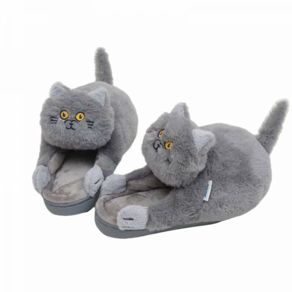 Lovely Cartoon Kitty Plush Slippers - Modakawa Modakawa