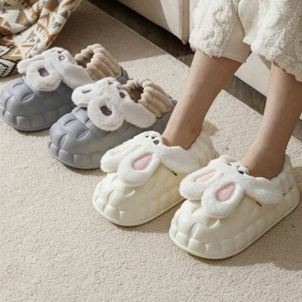 Lovely Cartoon Bunny Detachable Plush Slippers - Modakawa Modakawa