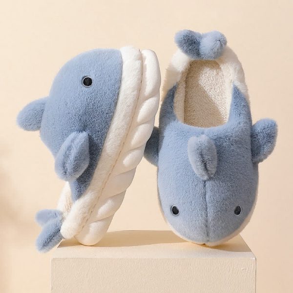 Girlfriend Boyfriend Cartoon Whale Plush Slippers - Modakawa modakawa