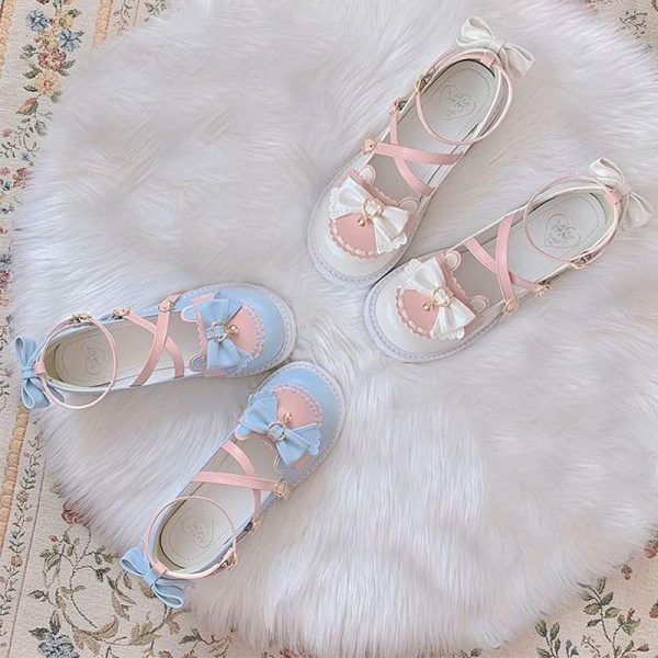 Colorblock Bow Knot Lolita Mary Janes Shoes - Modakawa Modakawa